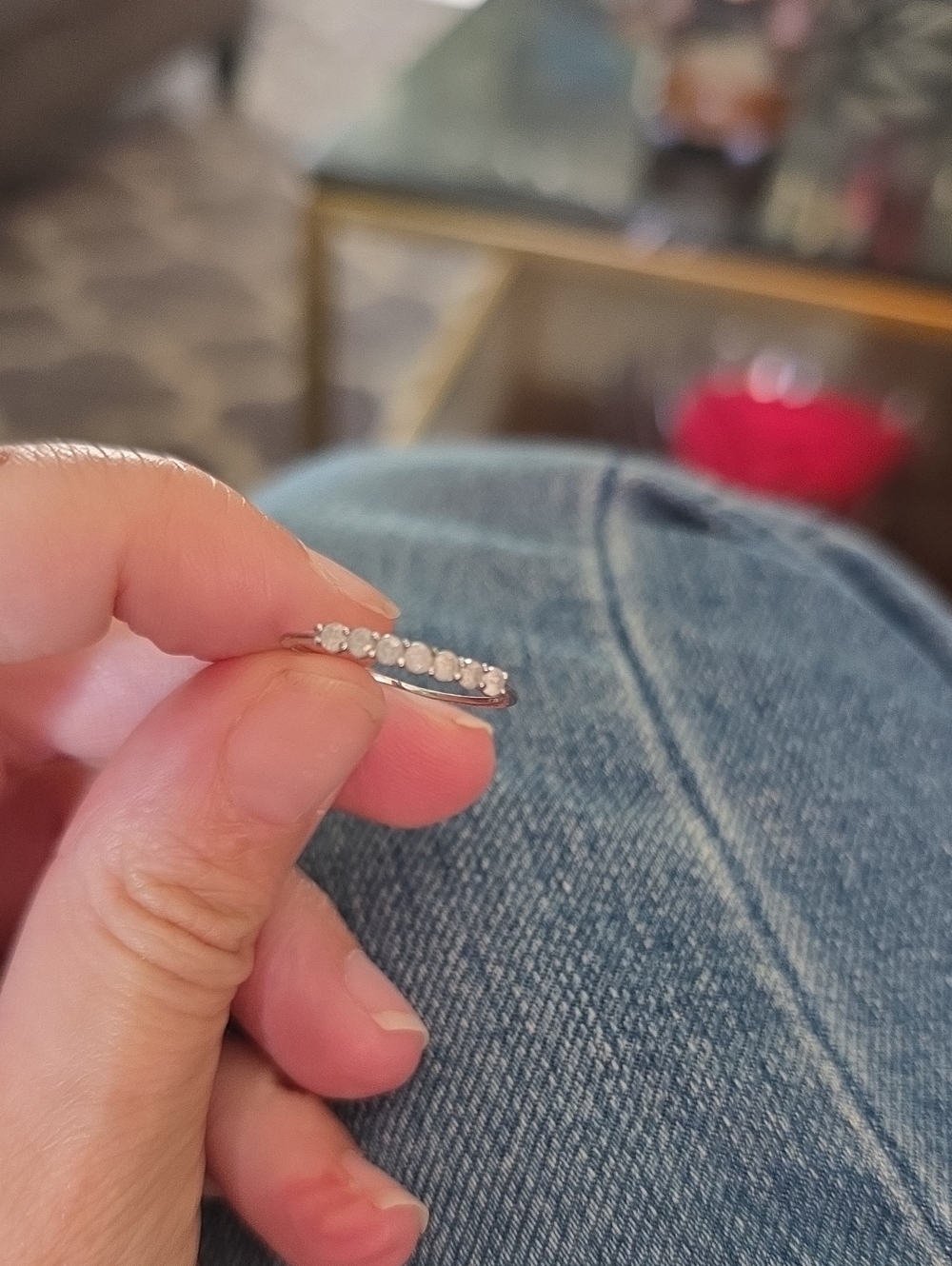 Silver Milgrain Circle Band with White Crystal Accents - Women Jewelry